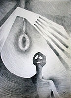 Pencil on paper drawing entitled 'Kelly's Demons'